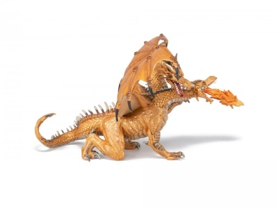 PAPO FIGURINA DRAGON CU DOUA CAPETE AURIU - Img 4