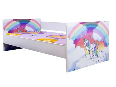 Pat junior Unicorn curcubeu cu saltea 2-8 ani - Img 2