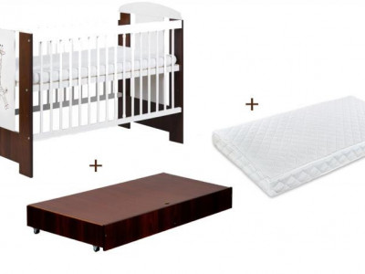 Patut cu sertar KLUPS Little Giraffe Wenge + Saltea 8 Confort II - Img 2
