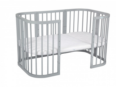 Patut Evolutiv pentru Copii, Multifunctional, 7in1, Saltele Incluse, Transformabil, Masa de Schimbat, Co-Sleeping, Tarc de Joaca, Birou, Scaune, Waldin, Gri - Img 4