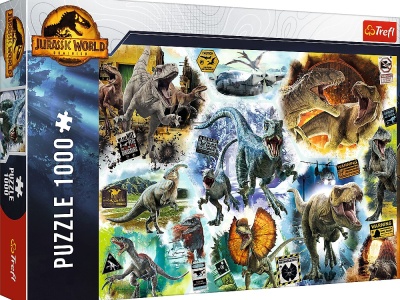 PUZZLE TREFL 1000 JURASSIC WORLD PE URMELE DINOZAURILOR - Img 1