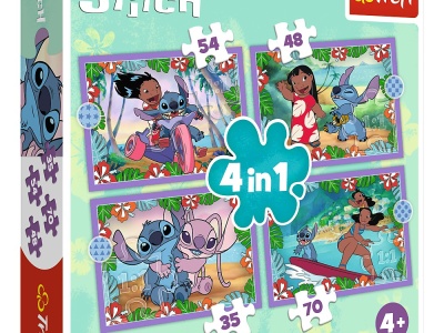PUZZLE TREFL 4IN1 STITCH ZIUA FERMECATA - Img 1