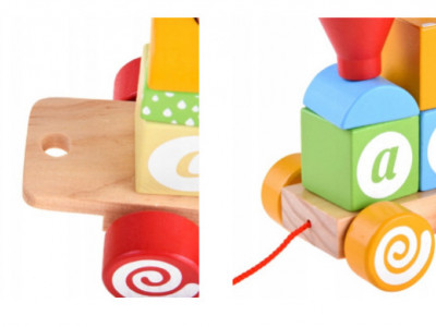 Trenulet din lemn, cu 14 forme greometrice, litere, Multicolor - Img 4