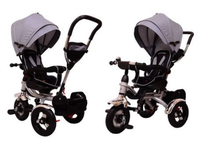 Tricicleta pentru copii Lux Trike cu scaun pivotant la 360 grade, gri - Img 4