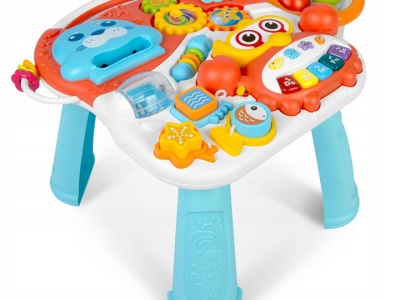 Antemergator interactiv cu 4 roti, transformabil in Masuta interactiva pentru activitati, cu panou de jucarii, sunete cu reglarea volumului, Ricokids 4in1 Rosu, 781001 - Img 2