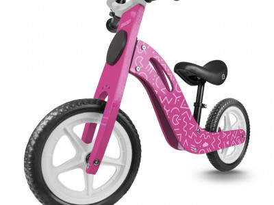 Bicicleta de echilibru din lemn pentru copii, scaun din spuma, roti 12 inchi, Ricokids, 7614, Roz - Img 2