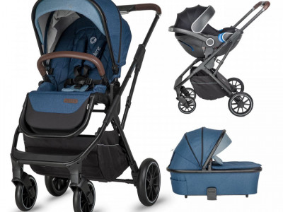 Carucior modular 2in1 Cooccolle Silene Celestial Blue+Cos auto 0-13 kg gb Idan Satin Black - Img 1