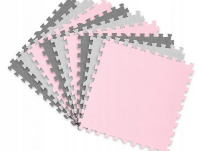 Covoras puzzle din spuma pentru copii, 180x180cm, 9 piese, Ricokids, 7498, Gri Roz - Img 3
