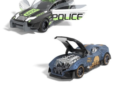 HOT WHEELS SET 2 MASINUTE METALICE PULL BACK MUSCLE AND BLOWN SI ALPHA PURSUIT 1:43 - Img 4