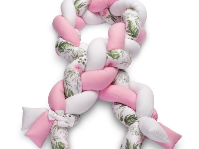 Protectie interioara pentru patut Sensillo 210 cm Floricele Roz - Img 3