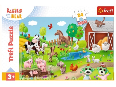 PUZZLE TREFL 24 MAXI BABIES AND THE BEAR ANIMALE LA FERMA - Img 3