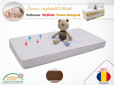 Saltea MyKids Fibra De Cocos Integral 120x60x08 Husa Microfibra Matlasata - Img 1