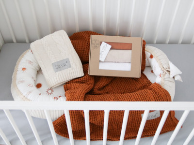 Babynest pentru copii, 80 x 50 cm, ajustabil, portabil, reductor patut, Tiny Star Sunshine & Beige - Img 2