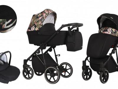 Carucior Kunert MOLTO 3 in 1 Negru/Flori cadru negru - Img 1
