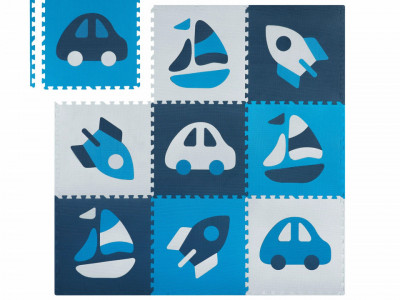 Covoras puzzle din spuma pentru copii, 180x180cm, 9 piese, Ricokids, 7504, Albastru - Img 3