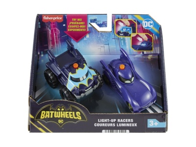 FISHER PRICE BATWHEELS SET 2 MASINUTE CU LUMINI SCARA 1:55 - Img 1