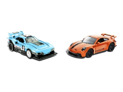 HOT WHEELS SET 2 MASINUTE METALICE PULL BACK GT-SCORCHER SI PORSCHE 911 GT3 1:43 - Img 4