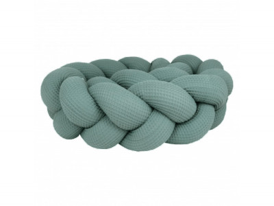 Protectie impletita pentru patut copii, cu Textura de Vafa, Waldin, Verde, 210 cm - Img 1