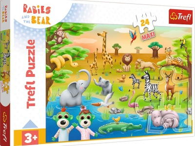 PUZZLE TREFL 24 MAXI BABIES AND THE BEAR SAFARI - Img 1