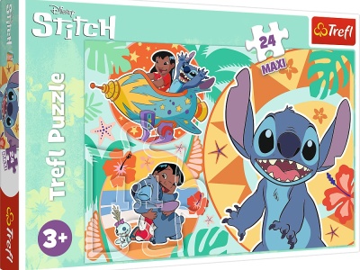 PUZZLE TREFL 24 MAXI STITCH ZIUA VESELA A LUI LILO SI STITCH - Img 1