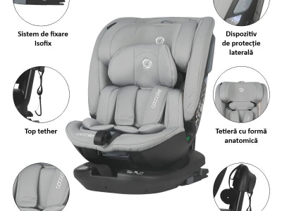 Scaun auto rotativ iSize Coccolle Velsa Neutral grey - Img 4