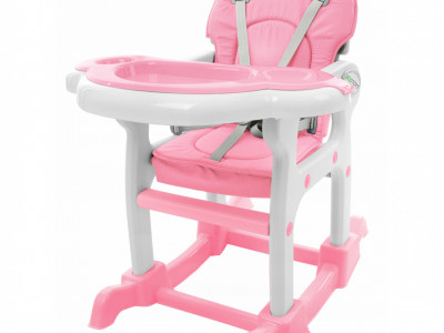 Scaun Pentru Hranire 3 in 1, cu Functie de Balansoar, joaca, scaun cu masa, Ecotoys, HC-223, Pink - Img 3