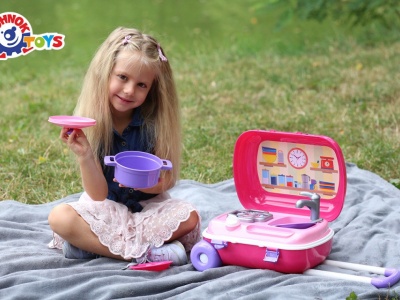 Set mini bucatarie in troliu roz TechnoK, cu accesorii - Img 3