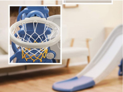 Tobogan MyKids cu leagan, cos de baschet Castel L-AFE03 Blue - Img 2