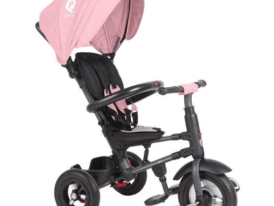 Tricicleta cu roti de cauciuc Qplay Rito Rubber Roz - Img 7