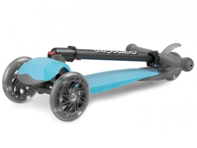 Trotineta de echilibru pentru copii, Ricokids, Loco, cu 3 roti, lumini LED, pliabila, ghidon reglabil, pana la 25 kg, Albastra - Img 4