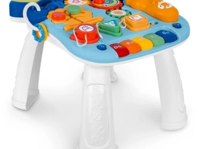 Antemergator interactiv cu 4 roti, transformabil in Masuta interactiva pentru activitati, cu panou de jucarii, sunete cu reglarea volumului, Ricokids 4in1 Albastra 781900 - Img 4