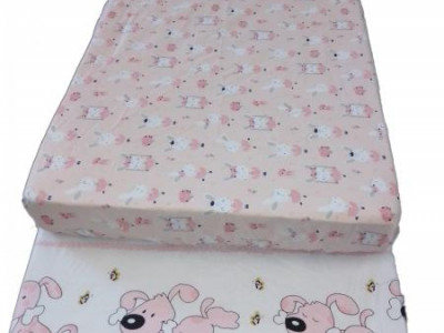 Cearceaf Imprimat cu Elastic Roz 160X80 - Img 1