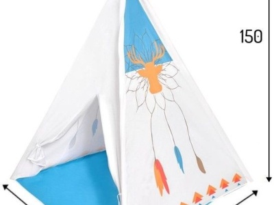 Cort tip indian pentru copii, EcoToys, Wigwam, 120 x 120 x 150 cm, Alb - Img 2