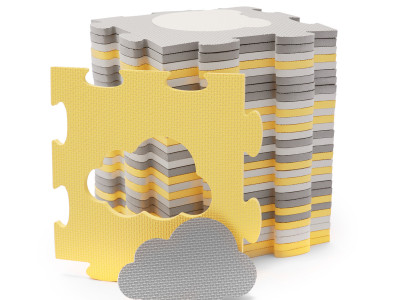 COVORAS DE JOACA KINDERKRAFT LUNO SHAPES, PUZZLE 3D, SPUMA, YELLOW - Img 3