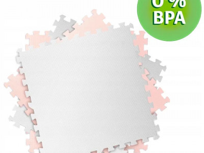 Covoras puzzle din spuma pentru copii, 120x120cm, 4 piese, Ricokids, 7481, Alb Piersica - Img 2