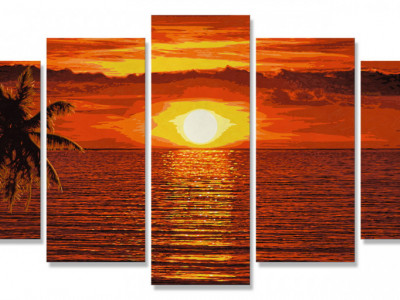 KIT PICTURA PE NUMERE SCHIPPER APUS IN CARAIBE, 5 TABLOURI - Img 2