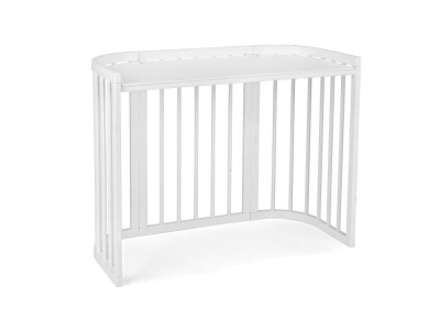 Patut Rotund pentru Copii, Multifunctional, Waldin, 5in1, Compatibil cu Sistem de Leganare, Saltele Incluse, Co-Sleeper, Tarc de Joaca, Masa si Scaun pentru Activitati, Culoare Alba - Img 6