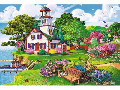 PUZZLE TREFL DIN LEMN 500+1 PIESE PORTUL IN TIMPUL VERII - Img 2