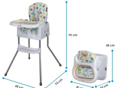 Scaun de luat masa multifunctional Coccolle Ziti Beige Dots - Img 21