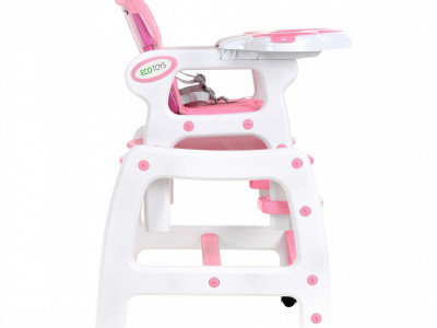 Scaun Pentru Hranire 3 in 1, cu Functie de Balansoar, joaca, scaun cu masa, Ecotoys, HC-223, Pink - Img 4