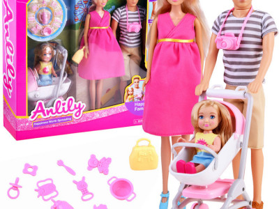 Set 4 papusi Anlily, Happy Family , cu carucior si accesorii - Img 2