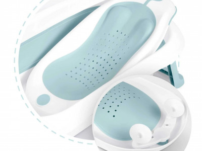 Set - Cadita de baie pliabila pentru bebelusi, cu termometru LCD, suport antiderapant, Ricokids, Albastra, cu Insertie anti-alunecare pentru cadita de baie bebelusi, fixare cu ventuze, Ricokids, Albastra - Img 2