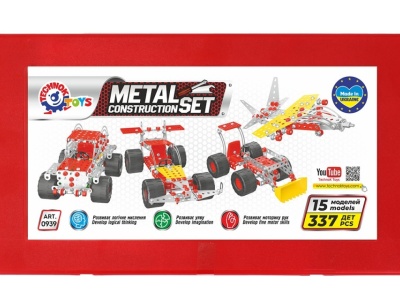Set de construit metalic, TechnoK, 15 modele de vehicule, 337 de piese - Img 1