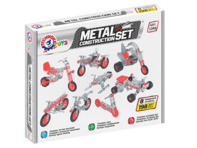 Set de construit metalic, TechnoK, 8 modele de vehicule, 198 de piese - Img 1
