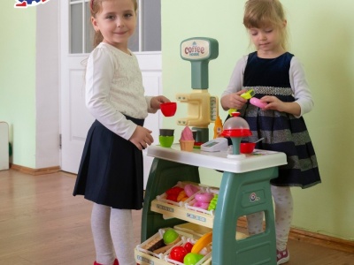Tejghea de vanzari cafenea, Technok, cu efecte sonore si accesorii, casa de marcat, cititor de card, prajituri si fructe - Img 1