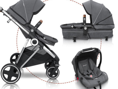 BabyGo - Carucior 3 in 1 Halime – cadru Silver - Img 5