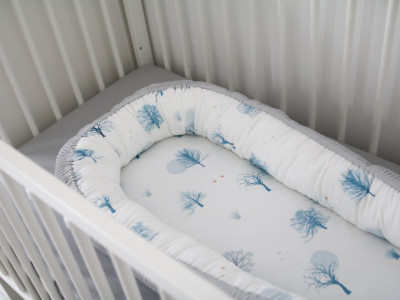 Babynest pentru copii, 80 x 50 cm, ajustabil, portabil, reductor patut, Tiny Star Magic & Grey - Img 3