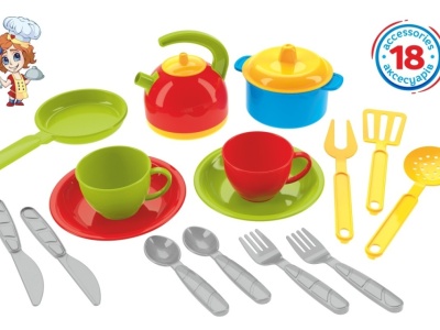 Bucatarie pentru copii, Technok, cu 18 accesorii, multicolor - Img 4