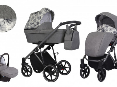 Carucior Kunert MOLTO 3 in 1 Gri/Flori cadru grafit - Img 1