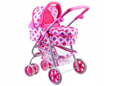 Carucior Multifunctional 3in1 pentru Papusi, cu maner reglabil, roti pivotante, Roz - Img 1